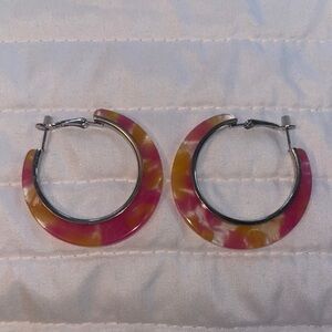Pink and Yellow Hoop Earrings